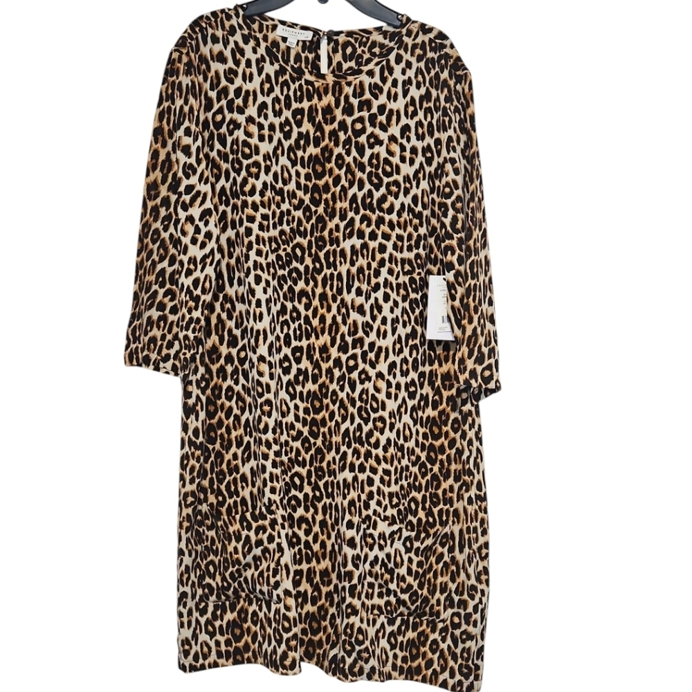Equipment Femme Aubrey Silk Leopard Print Shift Dress Size L NWT Mini Pockets - Picture 9 of 13